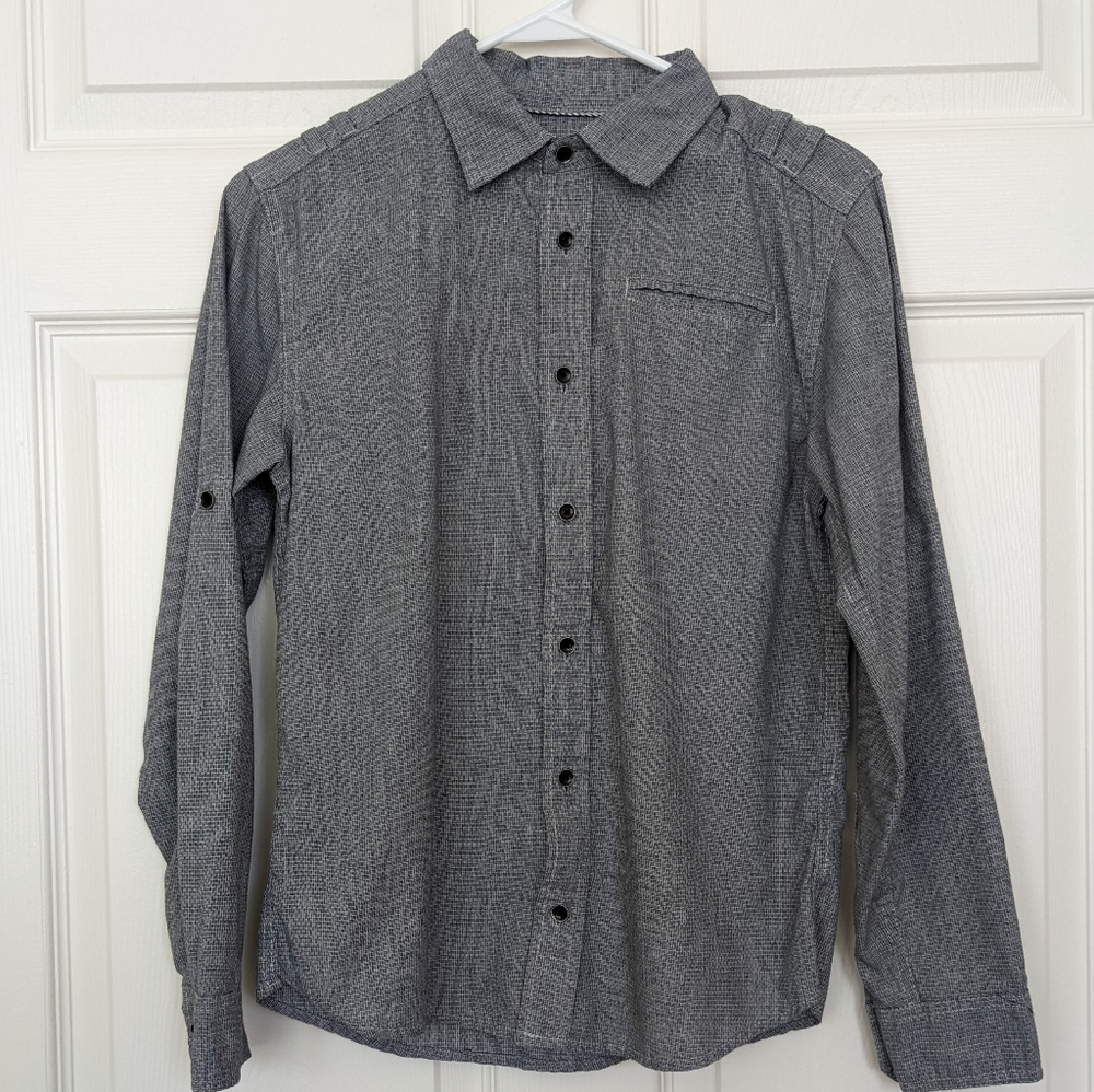 Boys First Wave Black & White Long Sleeve Dress Shirt Size 12
